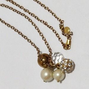 J. CREW gold, pearl, and jeweled ball‎ long necklace